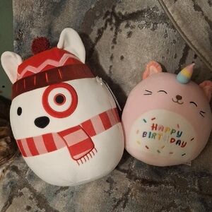 Cute Plush Toy Set with Red and Pink Accents